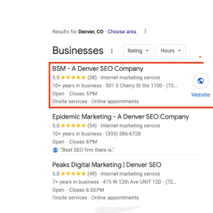1 Position Google Maps - Boulder SEO Marketing 1 Position Google Maps