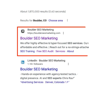 1 Position Google Review - Boulder SEO Marketing 1 Position Google Review