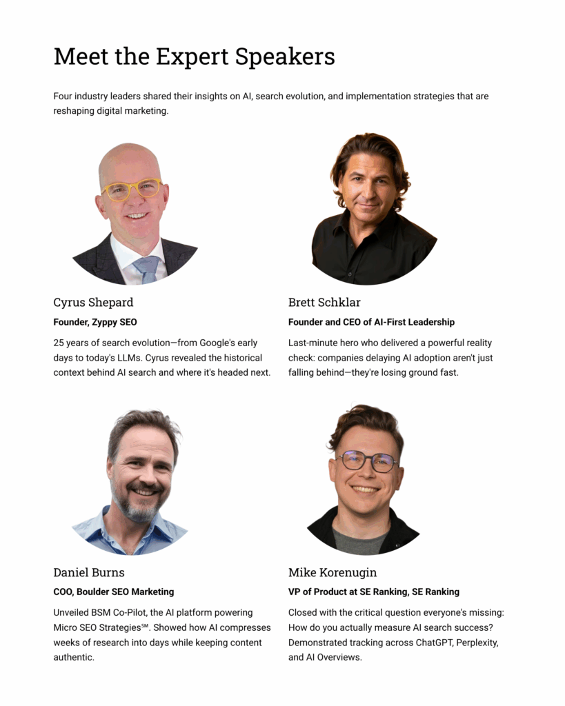 Meet The Expert Speakers