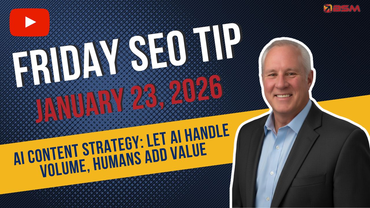 AI Content Strategy: Let AI Handle Volume, Humans Add Value | Friday SEO Tip