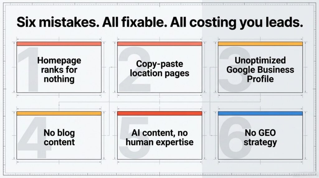 Six mistakes. All fixable. All costing you leads.